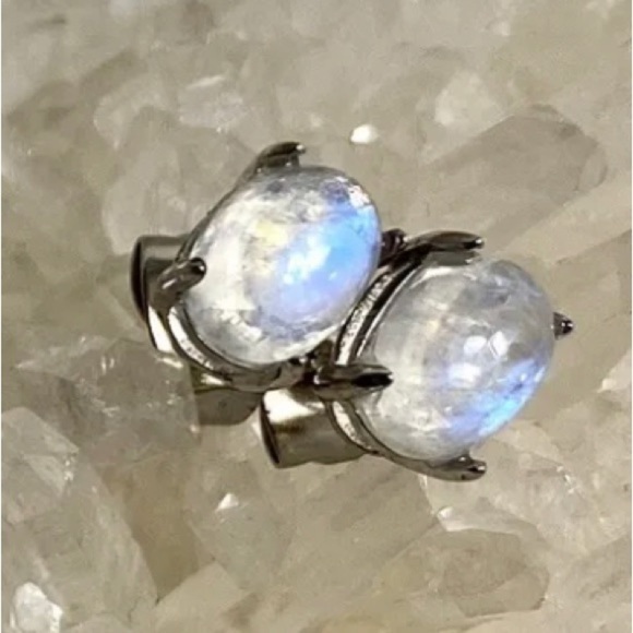 Jewelry - LAST ONE: Natural Moonstone Gemstone Stud Earrings